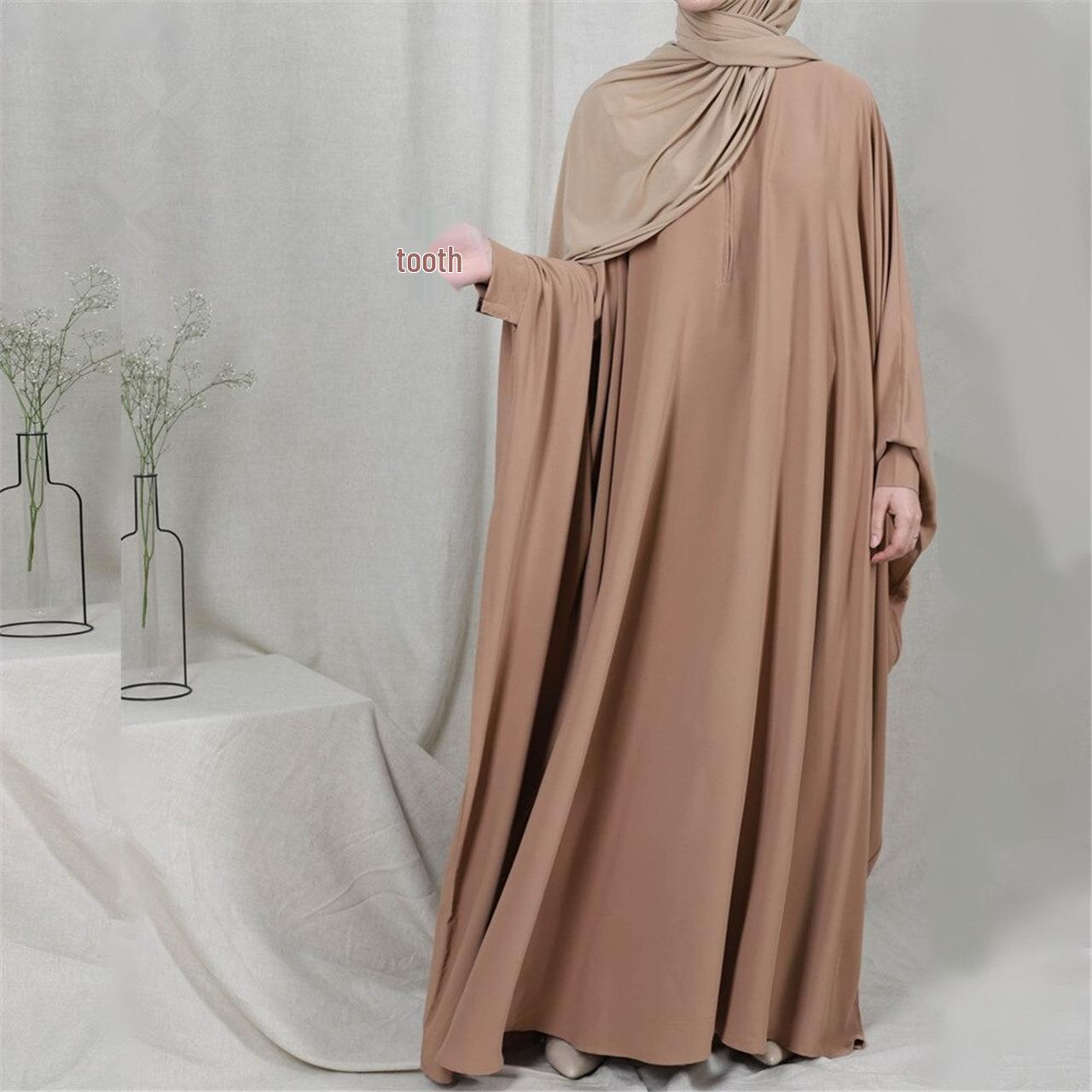 

M215# Свободное мусульманское платье-халат для женщин с Ближнего Востока, рукав «летучая мышь» One Size хаки