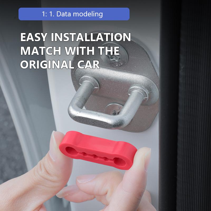SEAMETAL 4pcs Car Door Lock Shock Absorber Pad Silicone Anti-Vibration Silent Damper Buffer Door Lock Buckle Protector