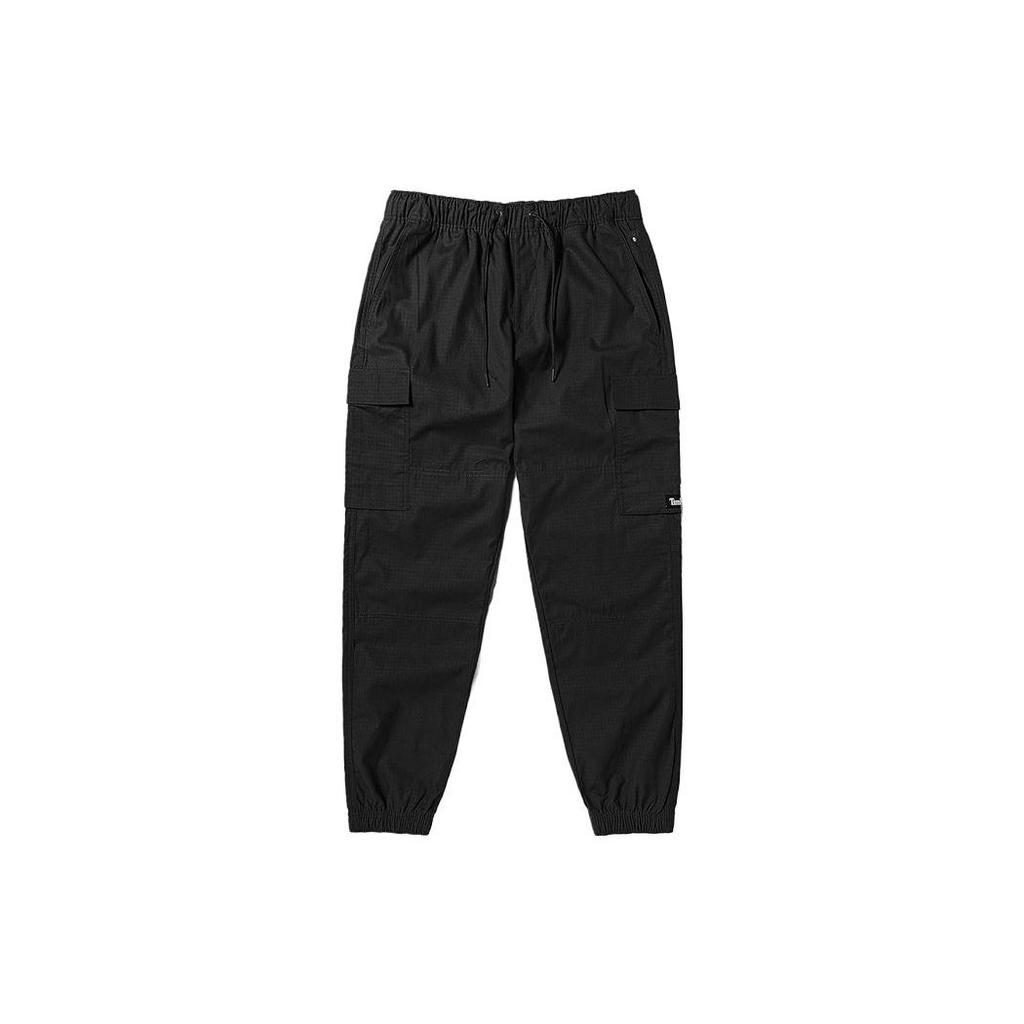 Timberland Solid Color Lace-Up Outdoor Casual Tapered Knit Sports Pants Men Pants Black A6JFH-001