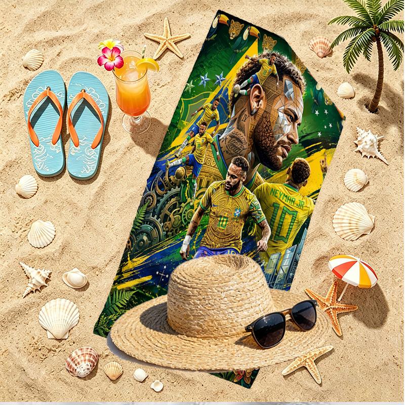Neymar Jr Print Beach Towel, Versatile Lightweight Absorbent Beach Towel for Pool Surf Yoga Bathroom, Perfect Birthday Holiday Gift