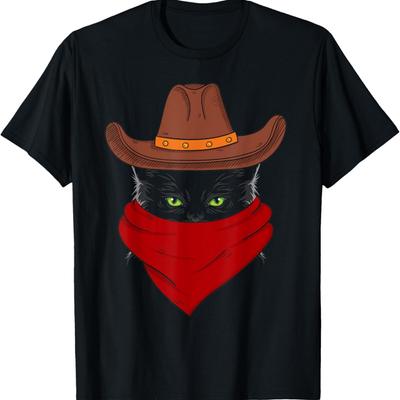 Funny Cowboy Hat Cat Texas - Cat Meme T-Shirt