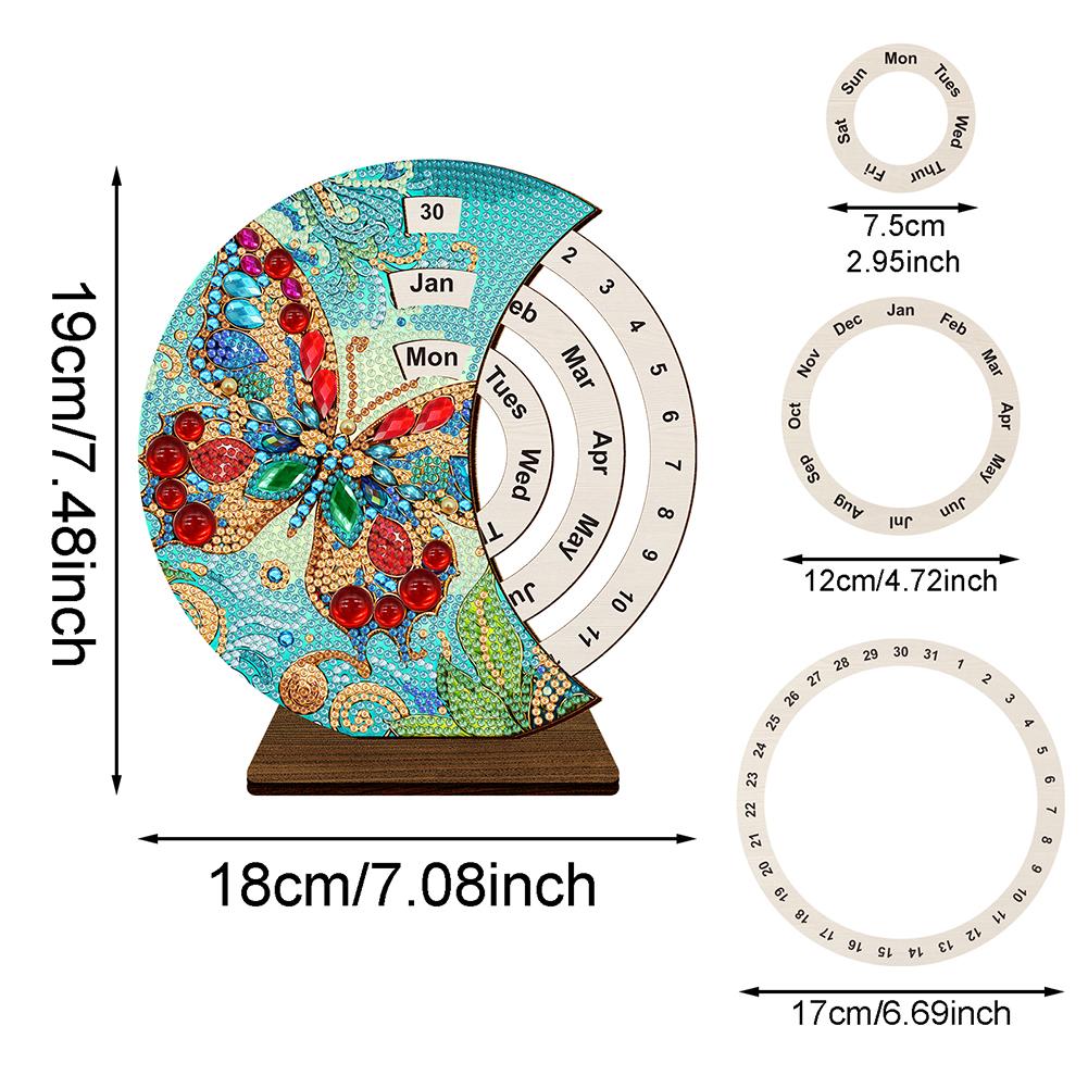 Diamond Art Kalender Ornamente Holz 5D DIY Diamantmalerei Rotierender Kalender Schreibtisch Dekorations-Set Schreibtischkalender Weihnachtsgeschenk