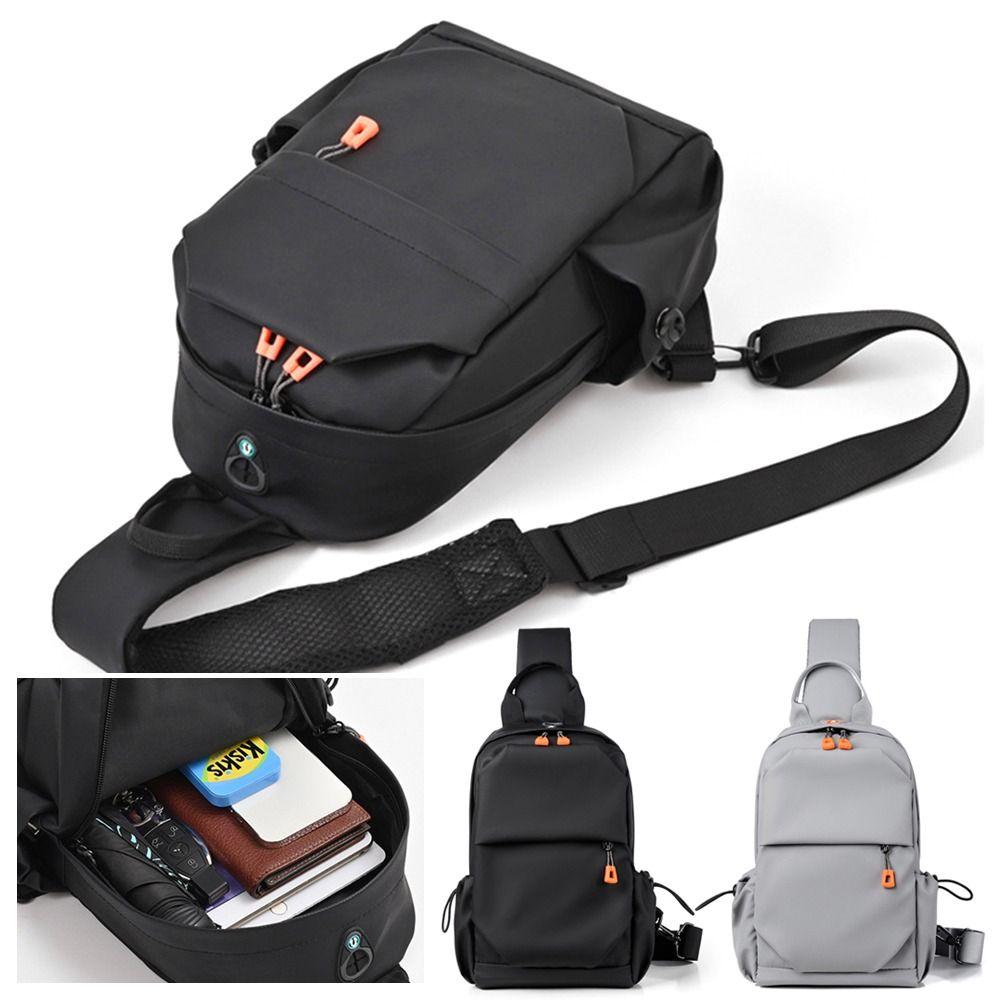 

PU Crossbody Bag with USB Charging Port Chest Pack Fashion Men s Sling Bag
