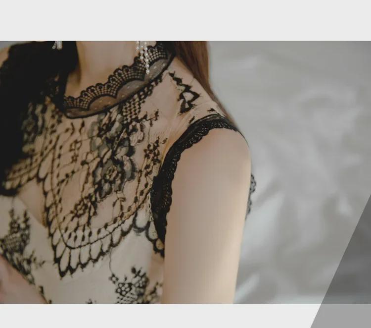 Kleid im koreanischen Stil mit Spitzeneinsätzen, transparent an der Hüfte - Elegant und schlankmachend 2025