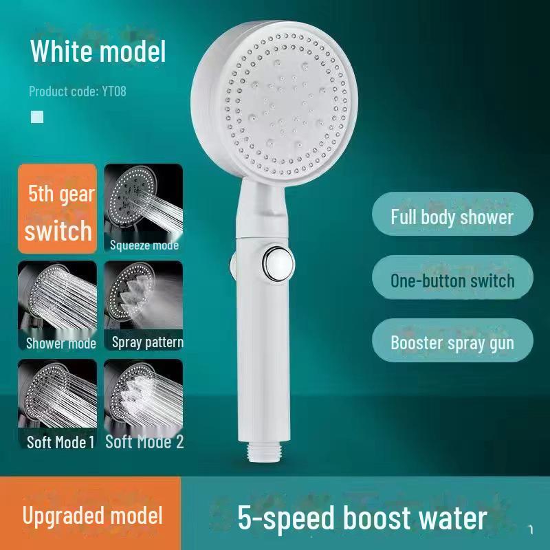 Black Warrior Super-boost Multi-function Shower Head Set - Five-speed Adjustable