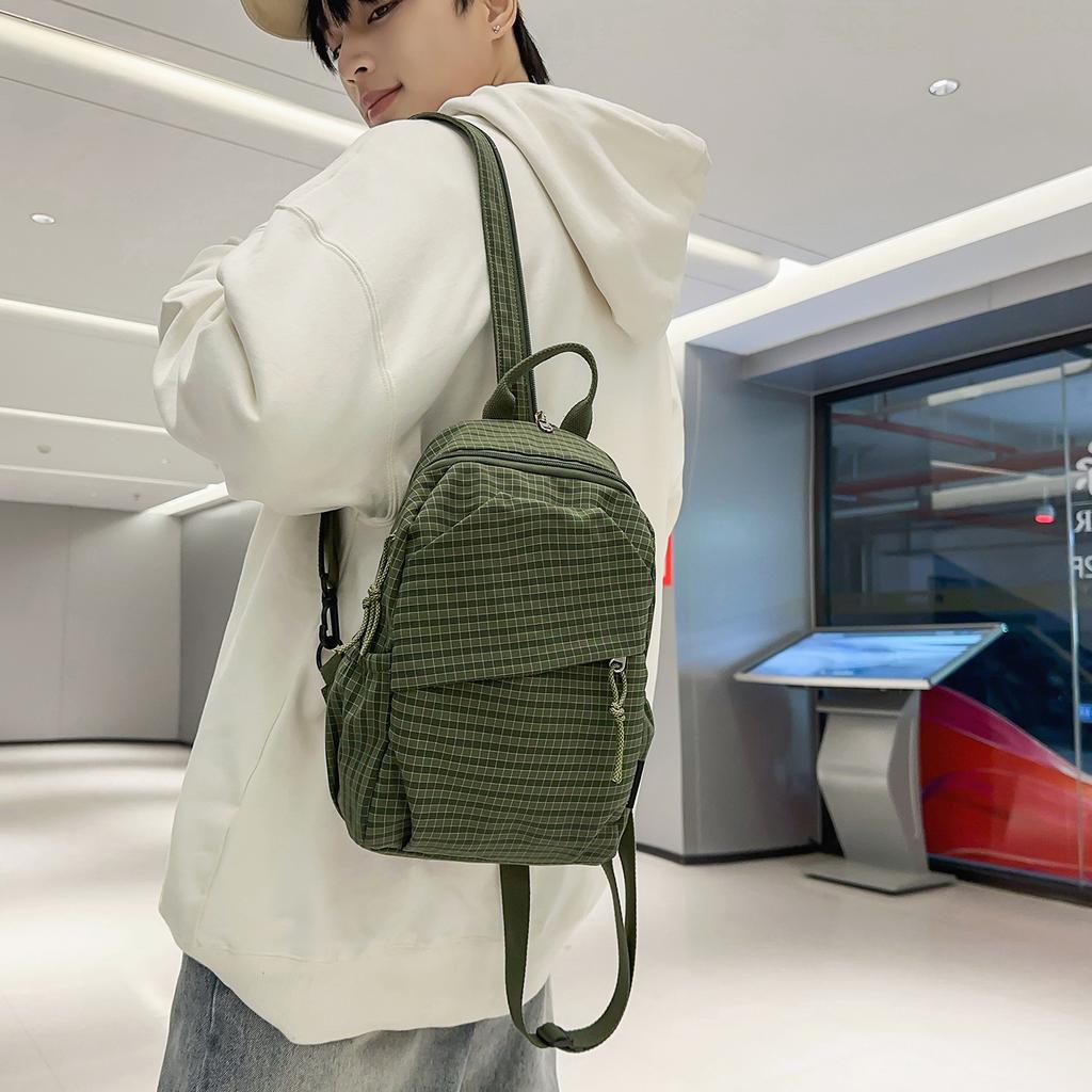 Schoolbag Plaid Sports Cycling Breast Bag Men's Versatile Lightweight Multifunctional Small Backpack Outdoor Shoulder Bag Women's Casual Backpack