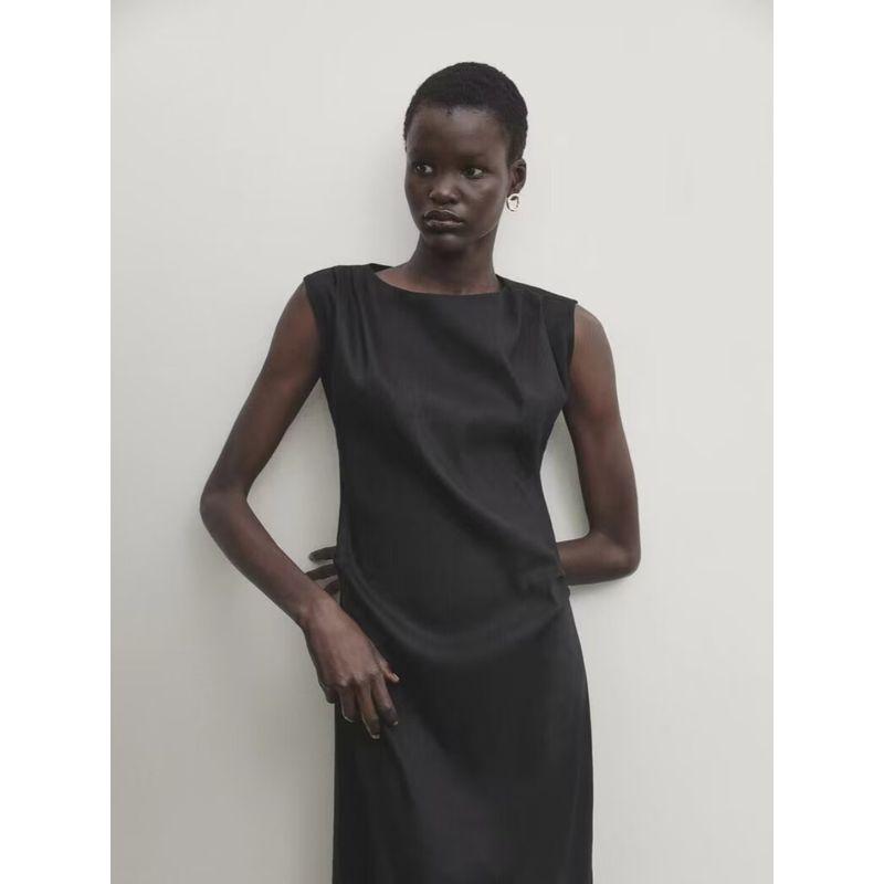 MD Women's Clothing Minimalist Style Classy Stylish Dopamine Elegant Split Sleeveless Dress 06662100615