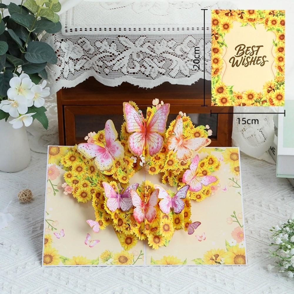 New Pop Up Greeting Cards 3D Blessing Flower Bouquet Card Paper Thank You Card Teacher's Day