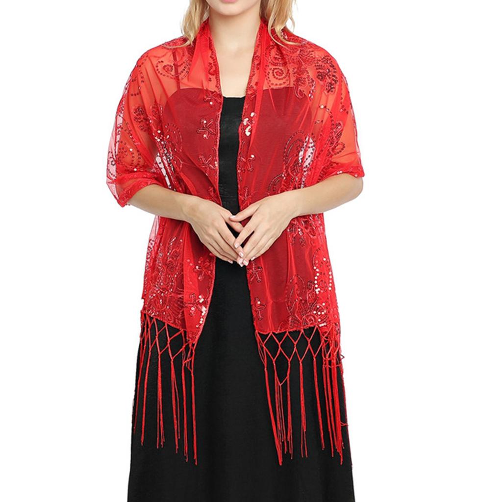 Ladies Tassel Shawl Evening Gown Party Dinner Shawl