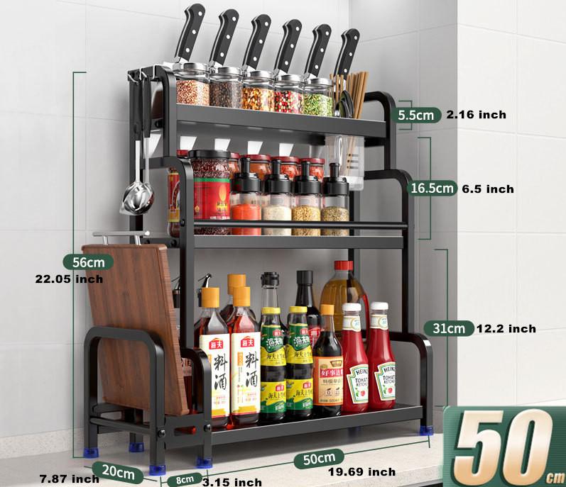 Raft de depozitare pentru bucătărie cu 2/3 straturi Borcan de condimente din oțel inoxidabil Suport de depozitare pentru condimente Bețișoare Raft pentru cuțite Accesorii pentru organizator de bar