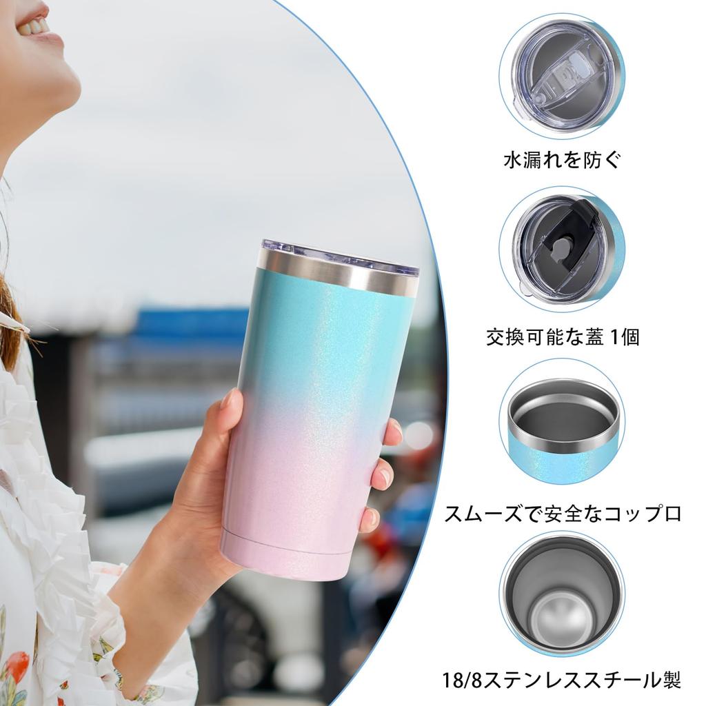 Livole Stainless Steel Tumbler, Vacuum Insulated, Keeps Cold or Hot, 600ml Capacity, Double-Walled Design, with Lid, Spill-Proof, and Straw, Perfect