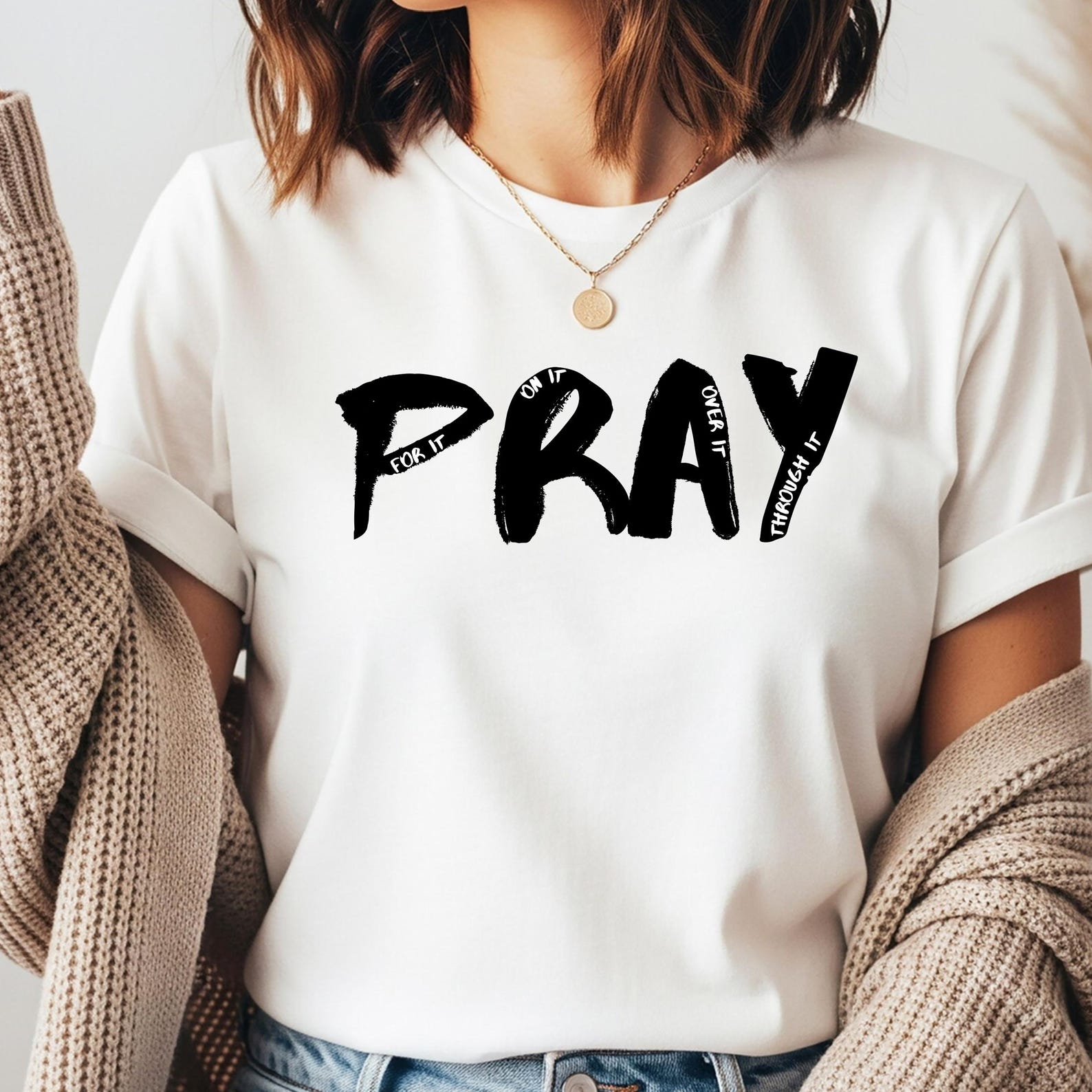 Pray T-Shirt, Christian Bible Verse Tee, Faith Inspired L