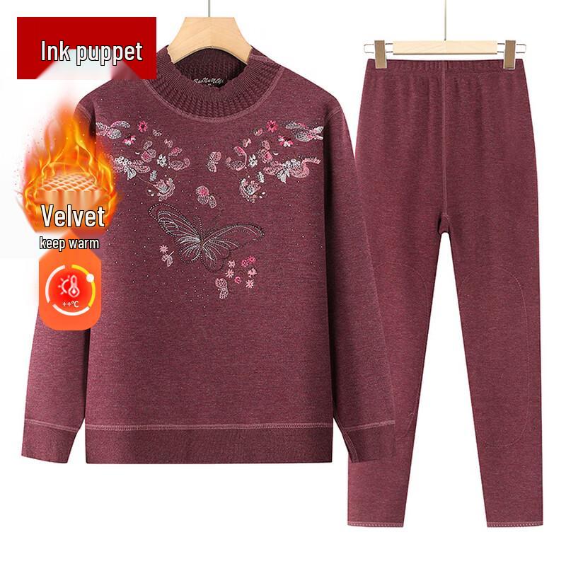 Elderly Women's Plush Lined Pullover Sweater