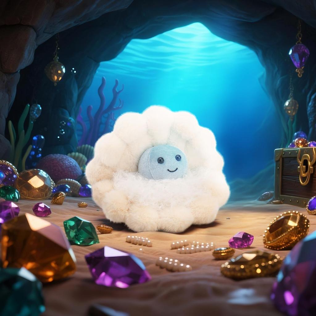 Apricot Lamb Loose Pearl Scallop Plush Toy for Kids, Soft and Cute, Fluffy Loose Pearl Scallop for Girls and Boys, 10cm