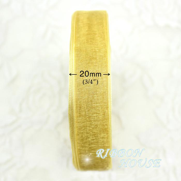 (50 yards/roll) 3/4'' (20mm) Pale Gold organza ribbons gift wrapping decoration Christmas ribbons