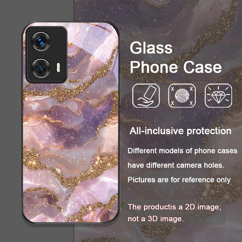 Luxury Pink Purple Marble Pattern Tempered Glass Phone Case for Motorola Moto Edge 50 Fusion 40 Neo 30 Pro G85 G84 G55 5G Covers