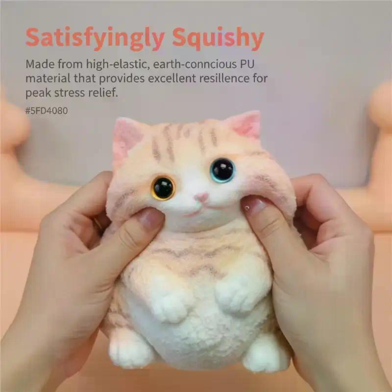 Cute Kawaii Cat Soft Silicone Stress Relief Squeeze Toy Anxiety Relief Desk Gift For Kids Adults Desk Decor Gift