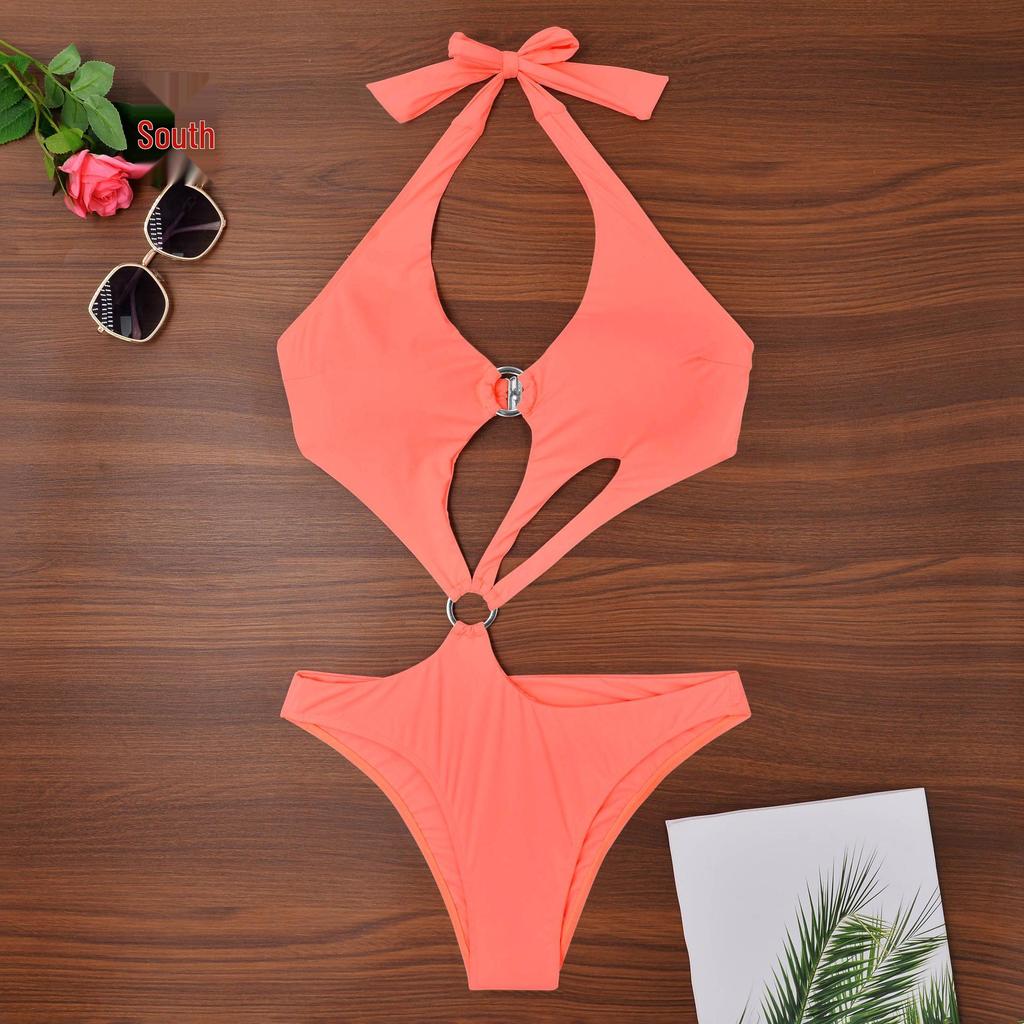 2024 Women's Solid Color Lace-Up One-Piece Swimsuit & Bikini In Stock