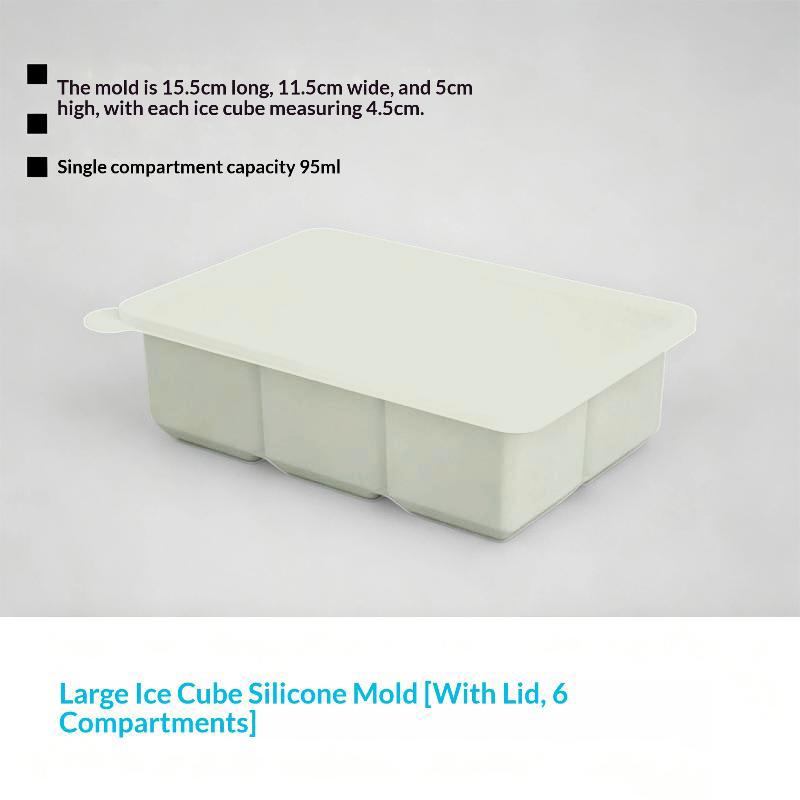 Large Ice Cube Mold with Lid Stackable Soft Silicone Square Tray for Cocktails Camping Use
