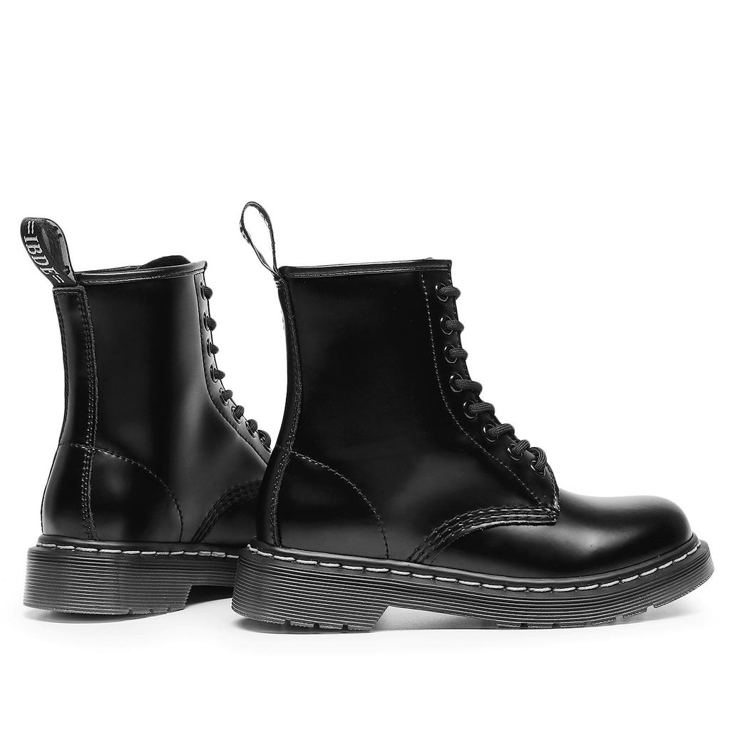 White Line High-top 1460 Tooling Boots Women's Classic Hard Leather Open-edged Bead Short Boots Leather Boots Round Head Locomotive Shoes