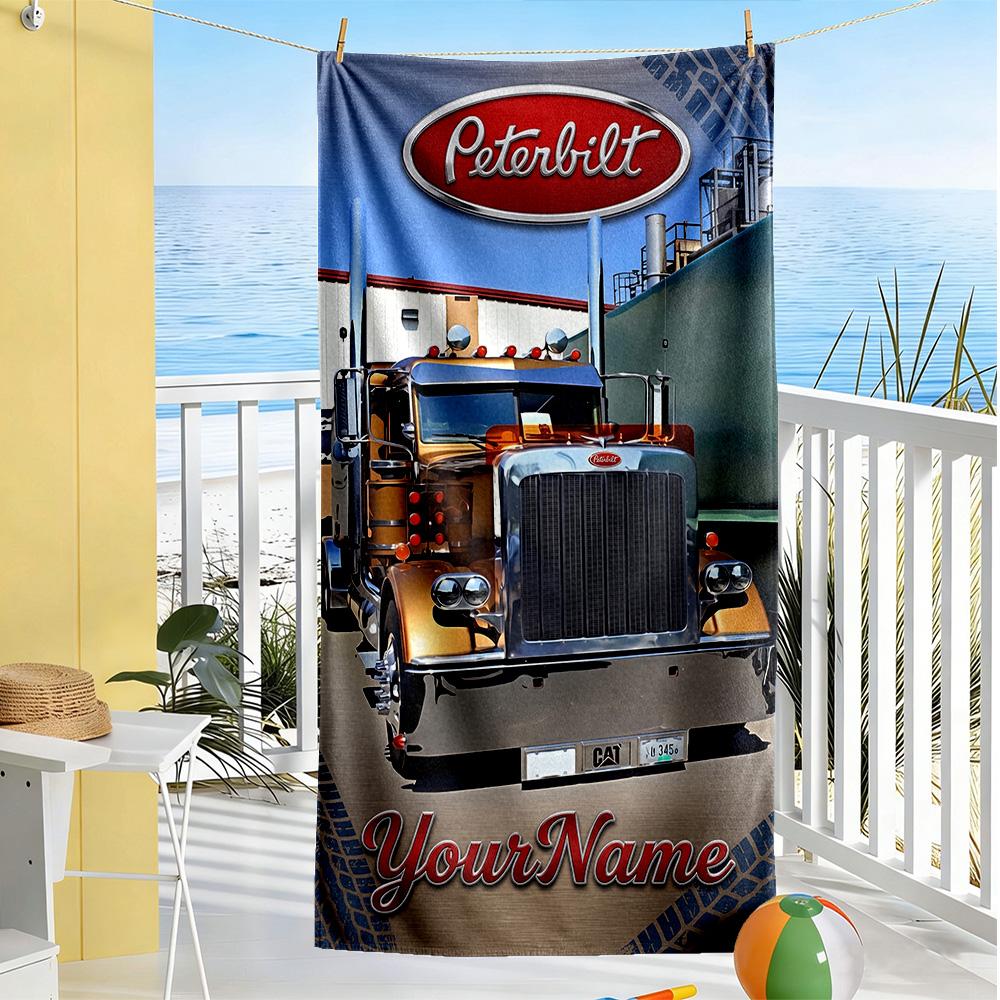 Kw Heavy Trucks Customize Your Name Beach Towel Quick-Dry Soft Microfiber Perfect for Traveling Yoga Camping and Swimming