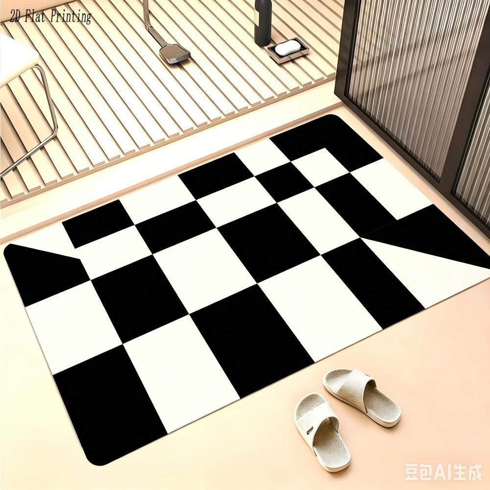 Tapis de bienvenue géométrique style nordique Motif rayé Tapis de sol Antidérapant Chambre à coucher Salon Décoration de maison Tapis 30x50cm