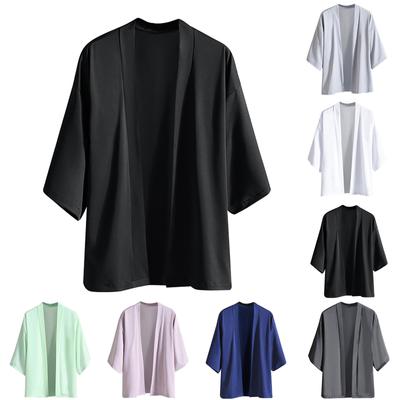 Męski, jednokolorowy, pięciopunktowy, cienki kardigan na co dzień Ice Silk Sunscreen