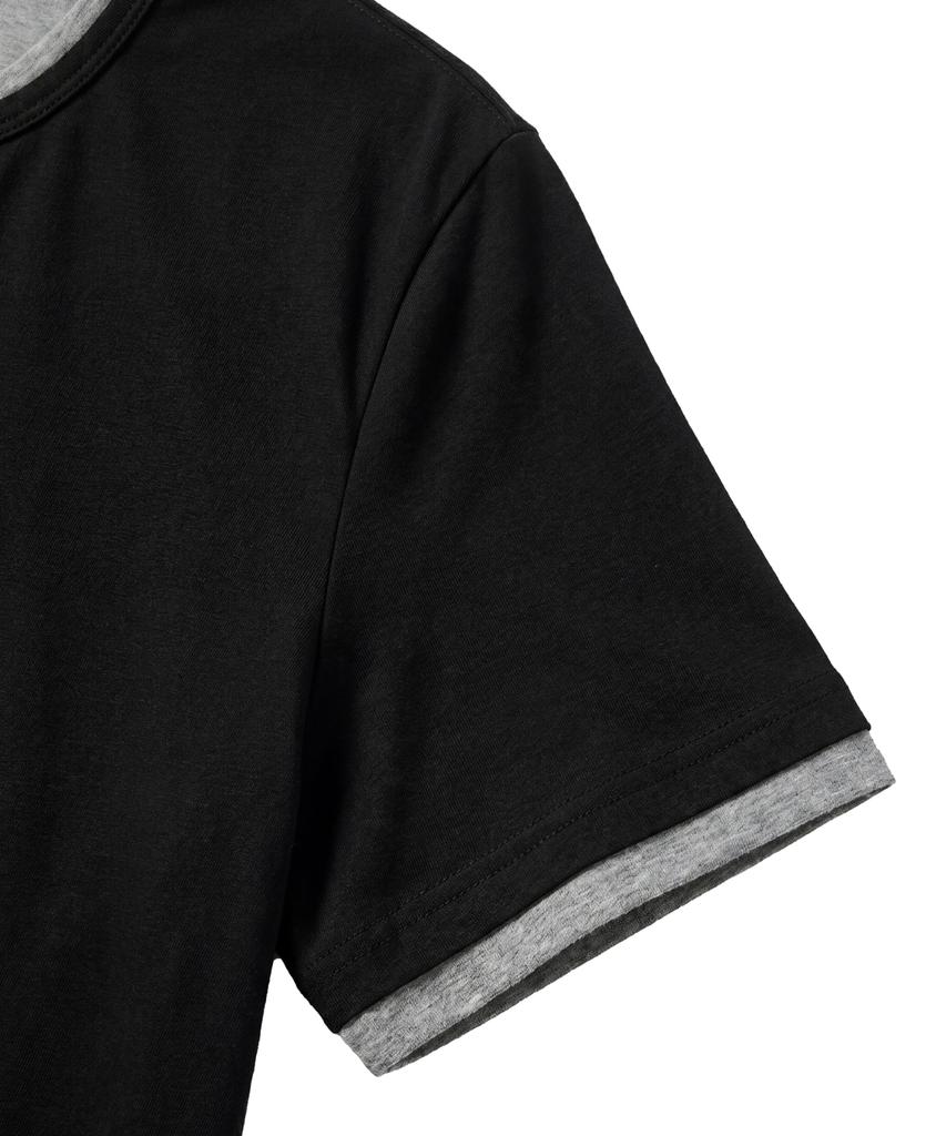 IDWS Layered Henley Neck T-Shirt Black