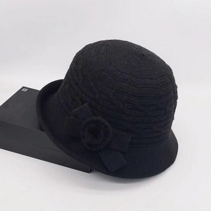 Woolen Bucket Hat Women's Autumn and Winter Bow Korean Version Versatile Japanese Dome Basin Hat British Retro Top Hat Tide
