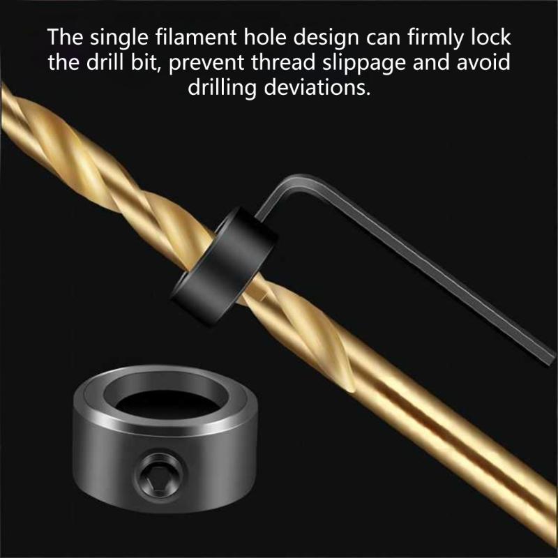 8Pcs High Hardness Depth Stop Collar Kit with Wrench for Woodworking Ceramic Wall and Plastic Drilling Applications