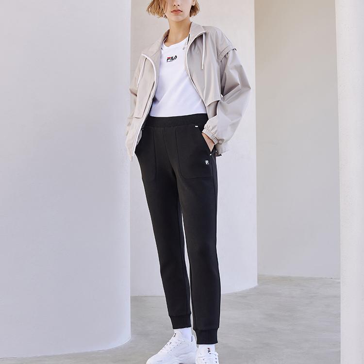 New FILA Knitted Sweatpants Women's Jet Black F11W112613F-BK