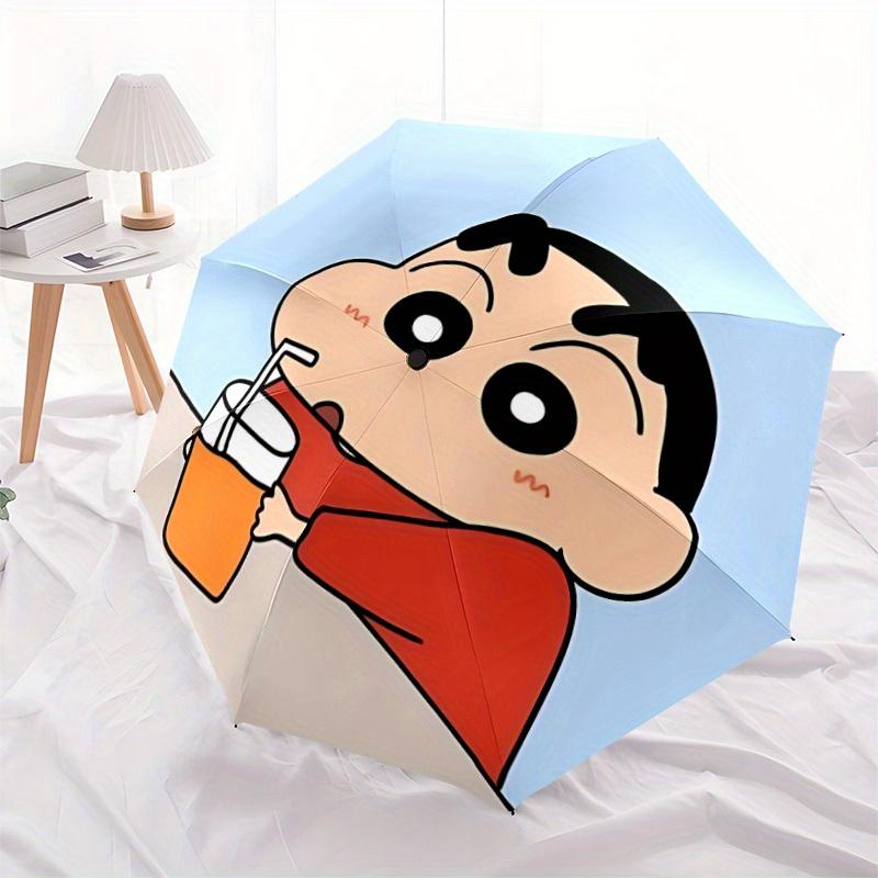 Crayon Shin-chan, Juice Automatic Folding Umbrella with Sturdy Iron Frame, Portable Compact Travel Umbrella All-Season Use Parties 0807068