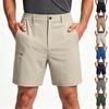 Mens Multi Pocket Casual Golf Business Suit Shorts with Elastic Waistband and Zipper Fly for Office and Outdoor Activities