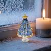 Creative Christmas Gifts for Friends Mini Tree Figurine, Handmade Colored Glaze Tabletop Ornament Unique Holiday Table Centerpiece with Star Top Xmas