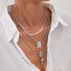 European and American Hip-hop Ins Diamond Cross Pendant Necklace Cold Style Metal Tag Snake Bone Chain Necklace