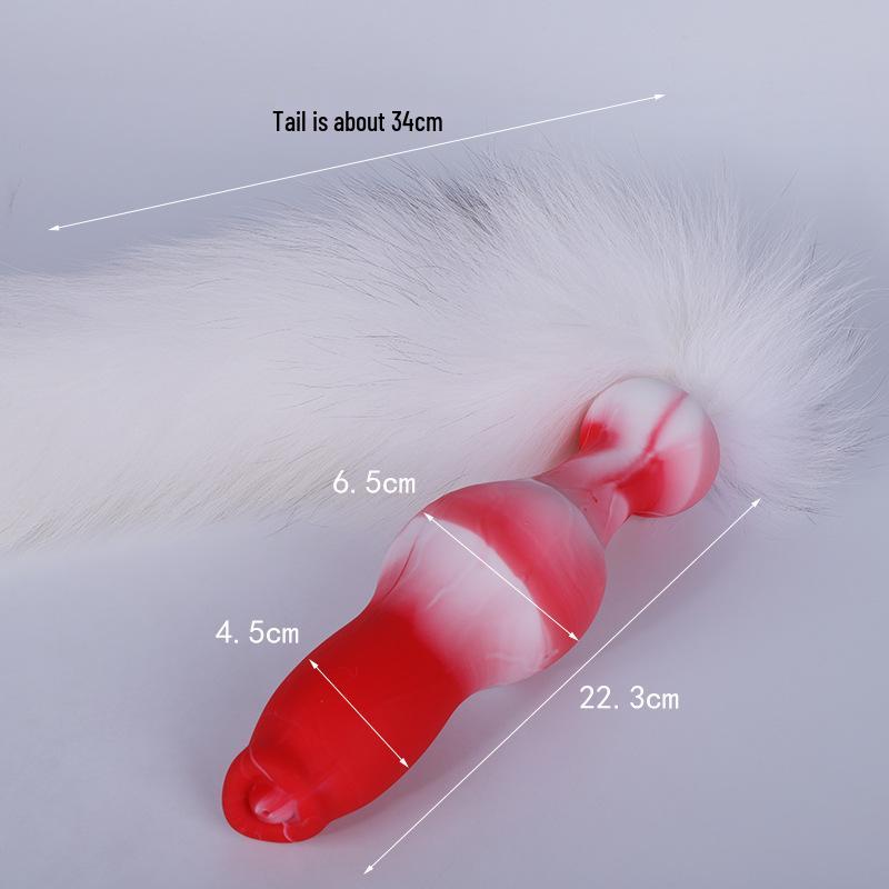 Soft Silicone Animal-Inspired Tail with Real Hair for Erotic Cosplay and Adult Play