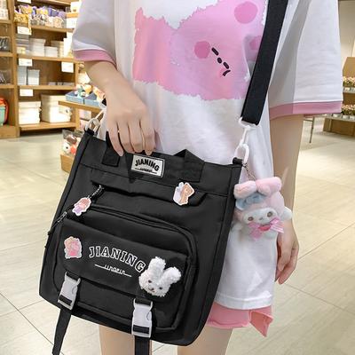 Tutorial Bag Tutorial Bag Handbag Student Girls Burgundy Canvas Bag Girls One Shoulder Crossbody Bag