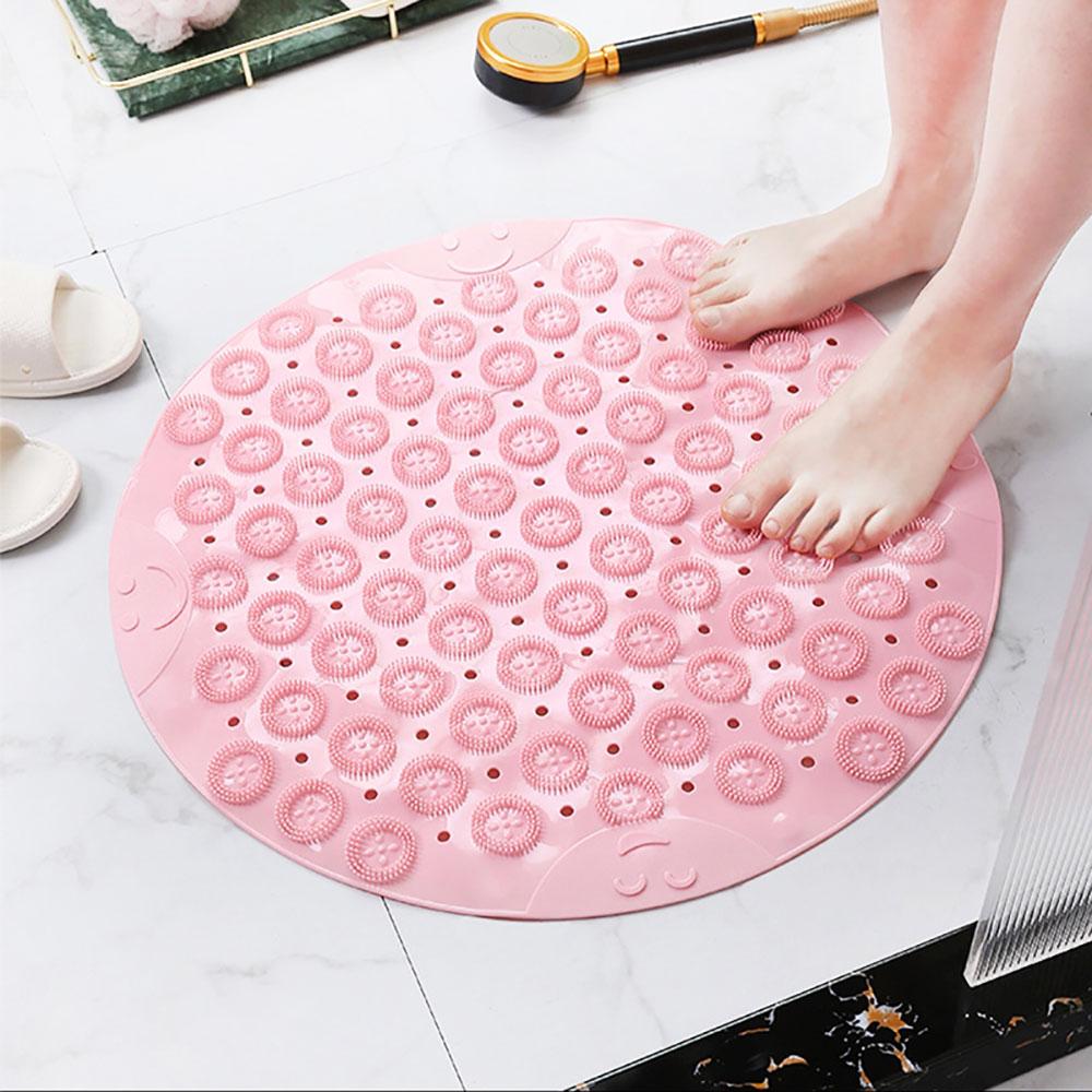 Silicone World PVC Round Anti-skid Bathroom Mats Shower Bathroom Massage Foot Mat Suction Cup With Drain Hole Carpet Floor Mat