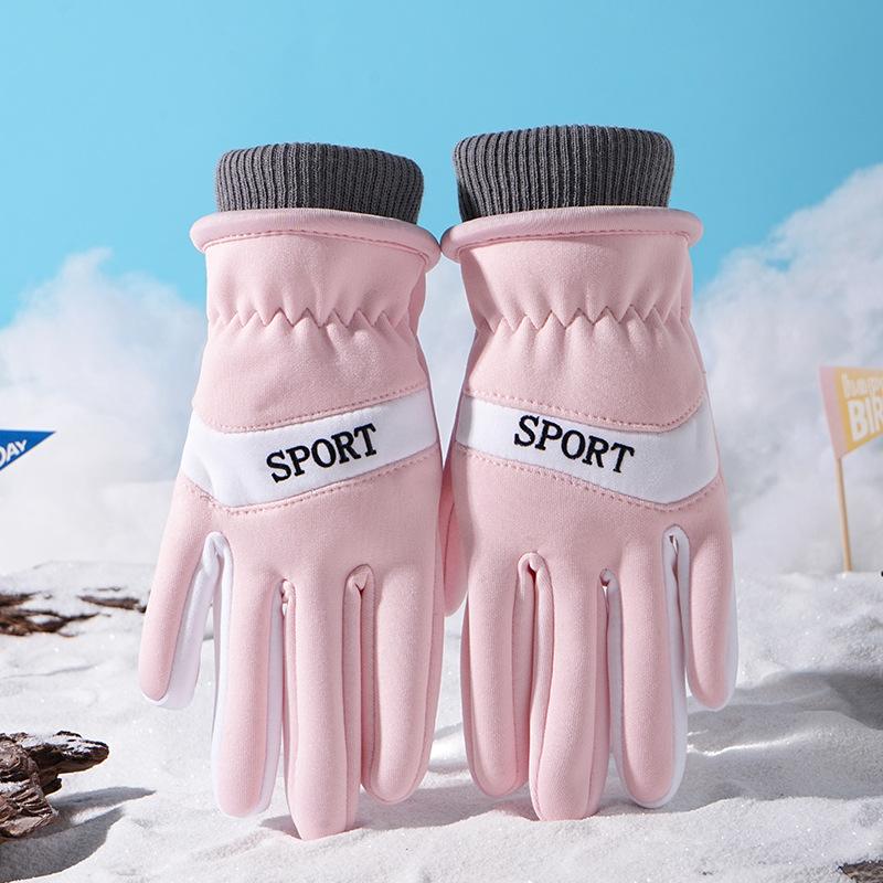 Herbst- und Winter Outdoor Kälteschutz und Wärme Fleece Schneespiel Anti-Rutsch Reiten Cartoon Großauge Winddichte Handschuhe