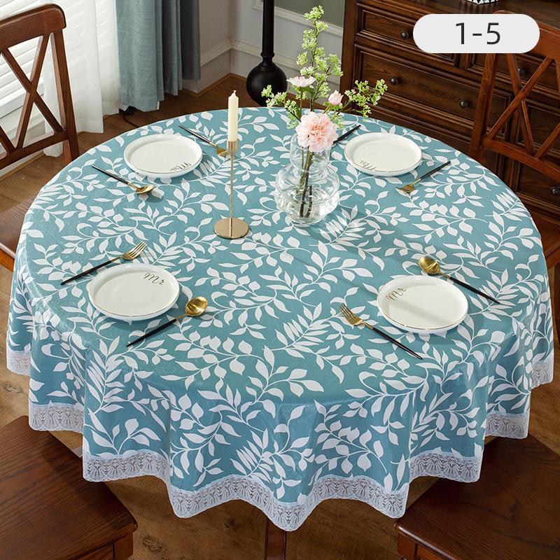 Hot Sale Printed Round Table Cloth PVC Waterproof Oil-proof Tablecloth Home Dining Lace Table Cover for Wedding Party Decor