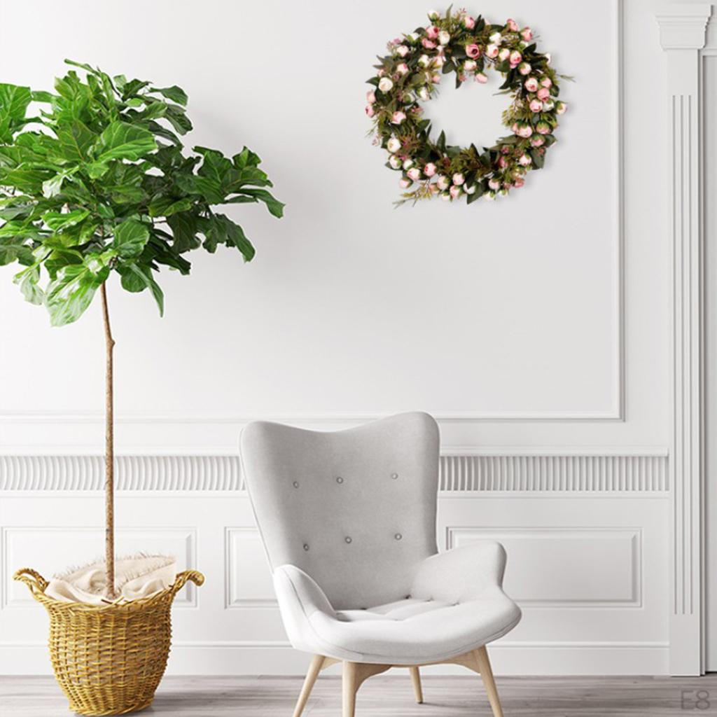 12" Artificial Wreath Rose Flower Door For Wedding Wall Home Decor
