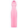 Womens Iridescent Metallic See Through Maxi Dress Mock Neck Sleeveless Bodycon Sheer Pencil Dress