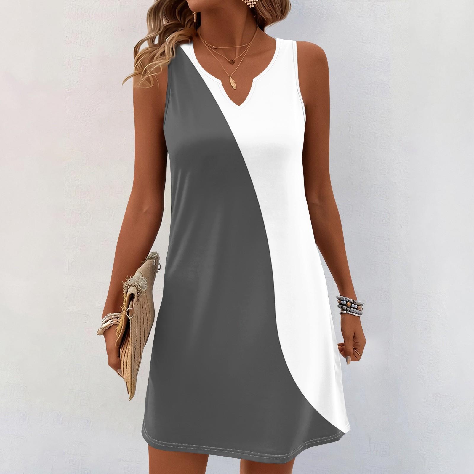 

Женские летние платья с V-образным вырезом и принтом без рукавов Сарафан Повседневное платье L