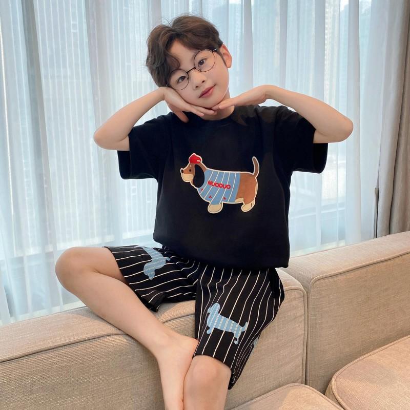 Boys Cotton Short Sleeve Pajama Set Lightweight Sleepwear Kids 8 Years Cartoon Print Home Outfit
