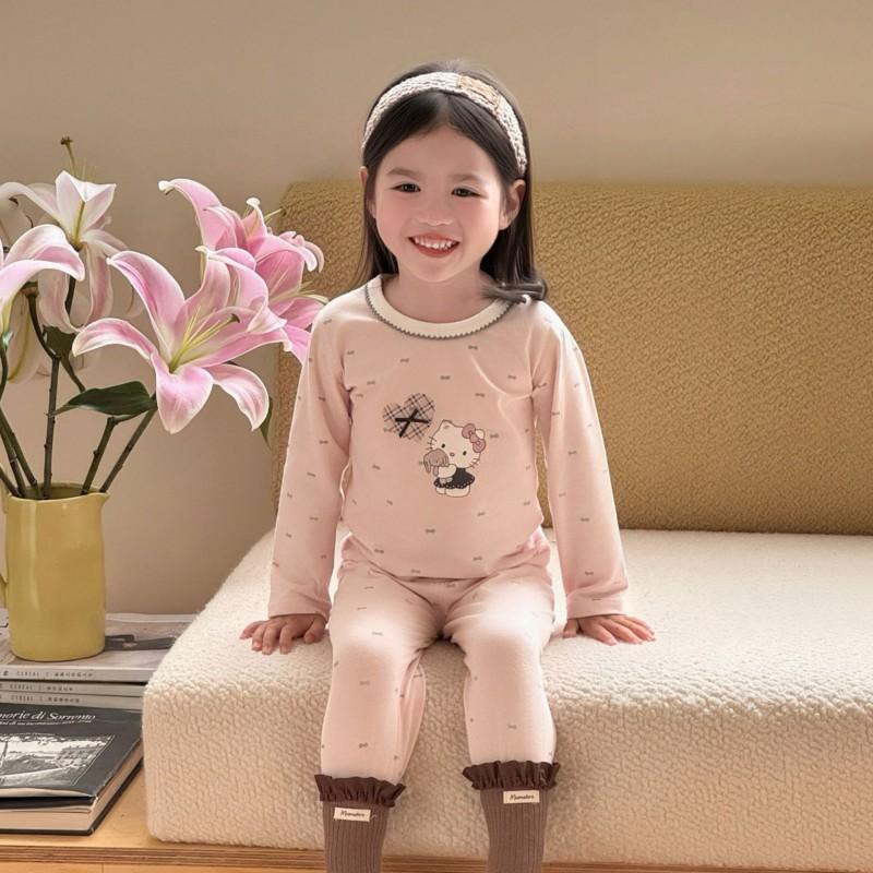 Kids Cotton Lycra Pajamas Set A Skin-friendly Long Sleeve Winter Homewear Boys Girls