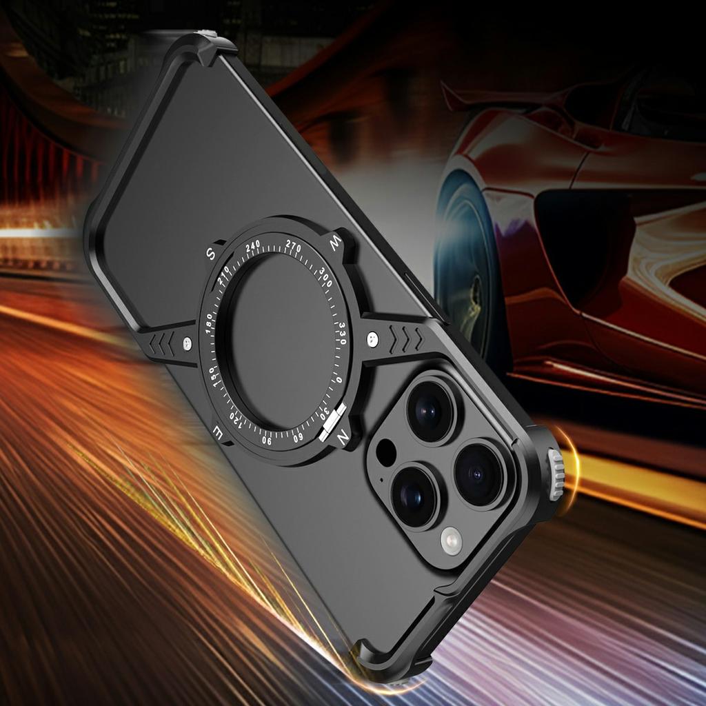 For iPhone 13 Pro Magnetic Case with Kickstand Four Corner Airbag Heat Dissipation Metal Phone Cover
