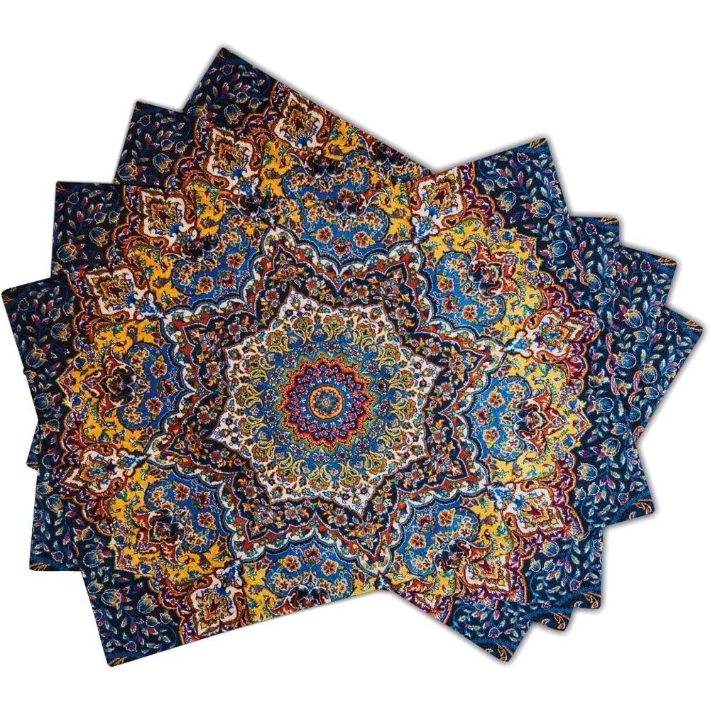 1 Stück Bunte Mandala Bohemian Tischsets Vintage Floral Hitzebeständig Boho Platzsets Indisch Ethnisch Ramadan Esstisch-Sets