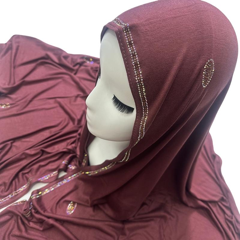 Luxury Czech Diamonds Mercerized Cotton Jersey Scarf Muslim Woman Premium Shiny Shawl Hijabs Arab Female Stretchy Turbans Wrap