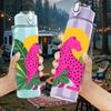 1PC Pink Leopard Tropical Leaf Art 750ml Color Plastic Sports Water Bottle Leakproof Flip Straw Lid For Sports Office Home Use