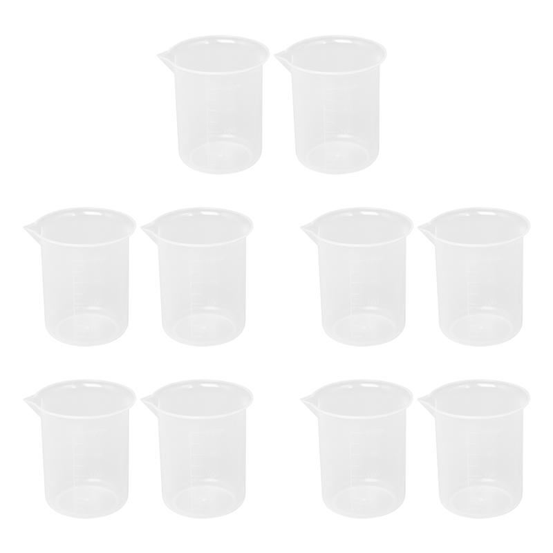 Кухонная лаборатория Мерный стакан Прозрачный пластиковый мерный стакан Утолщенный с крышкой Мерный кувшин 200 мл 10 шт.
